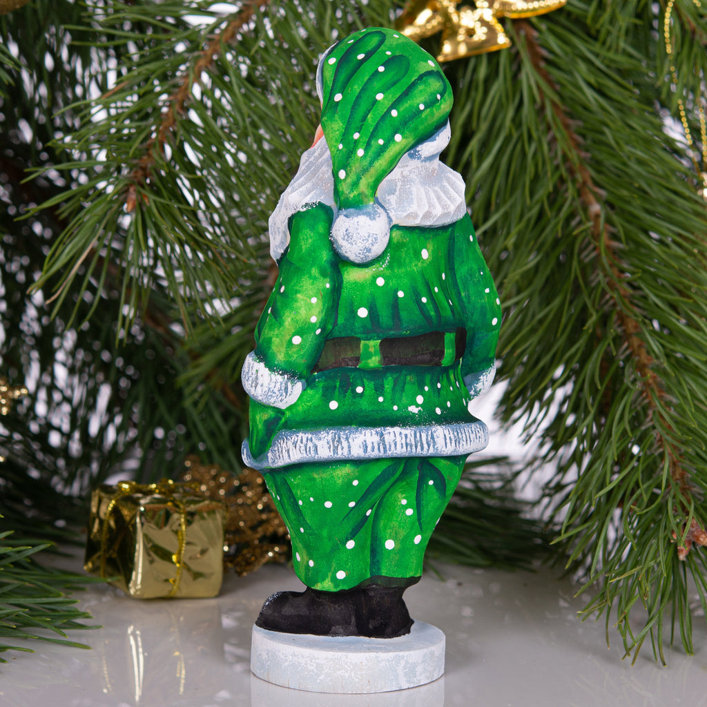 Hand Carved Wooden Santa Claus Figurine: 7" Christmas Decor