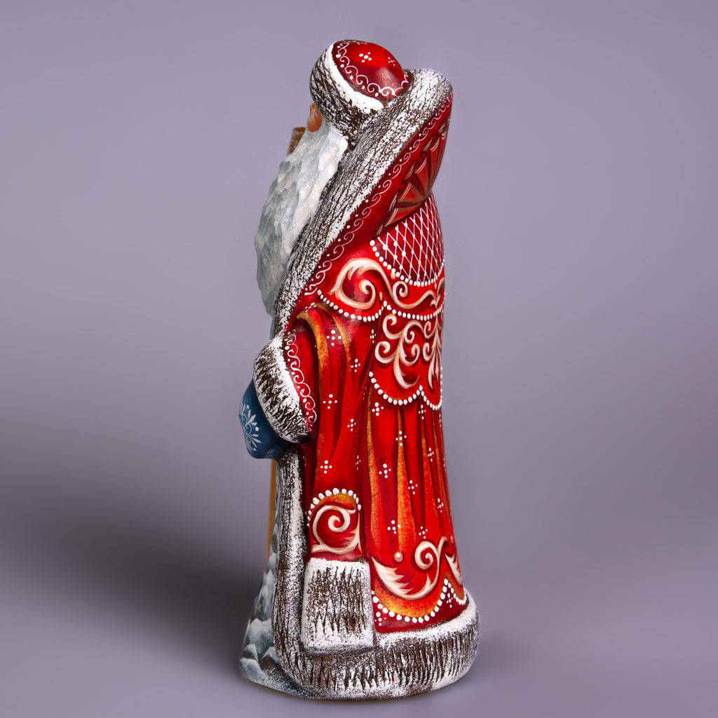 Hand-Carved Wooden Santa Claus Figurine: Holiday Home Decor