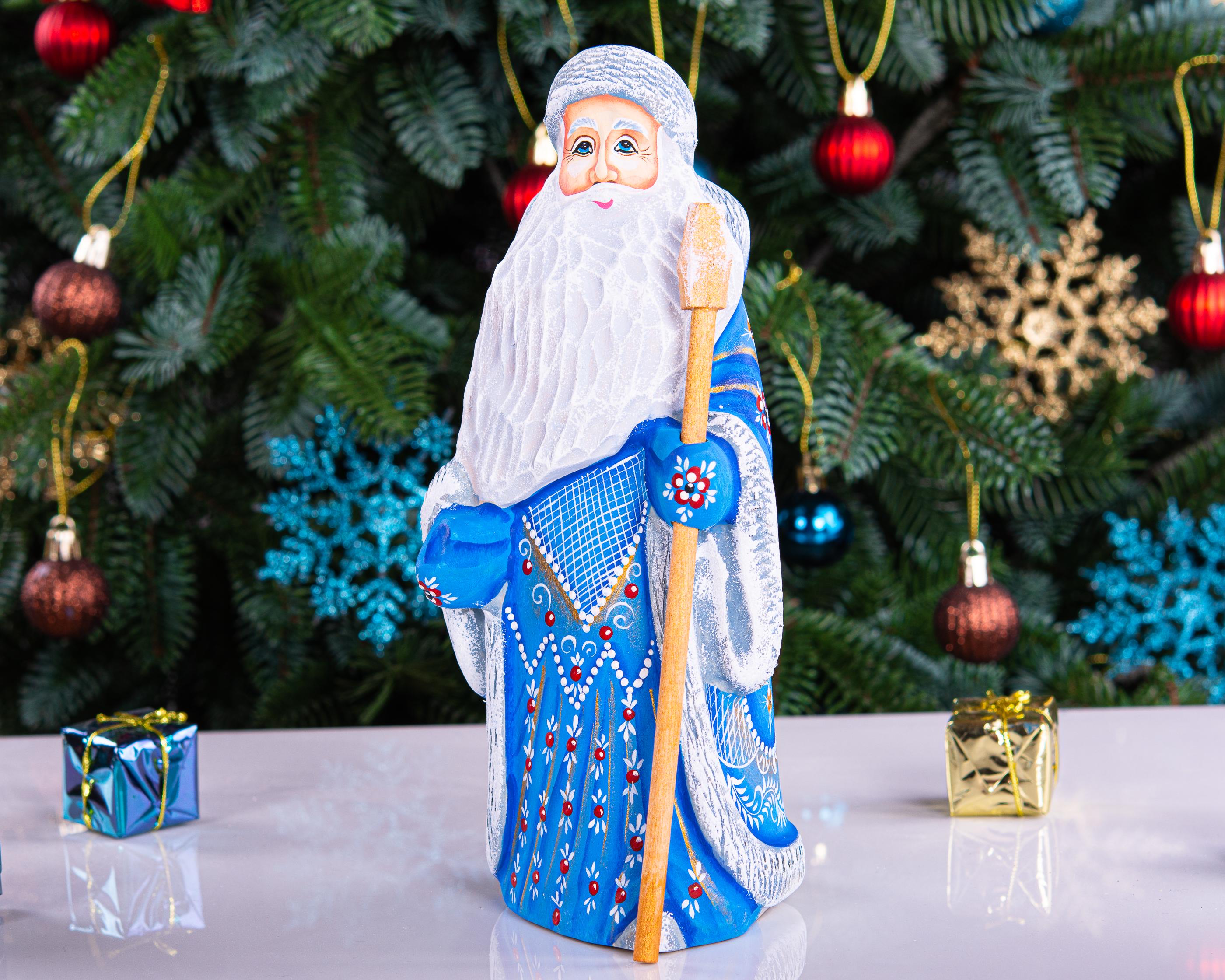 Hand Carved Wooden Santa Claus Figurine: Signed Christmas Decor