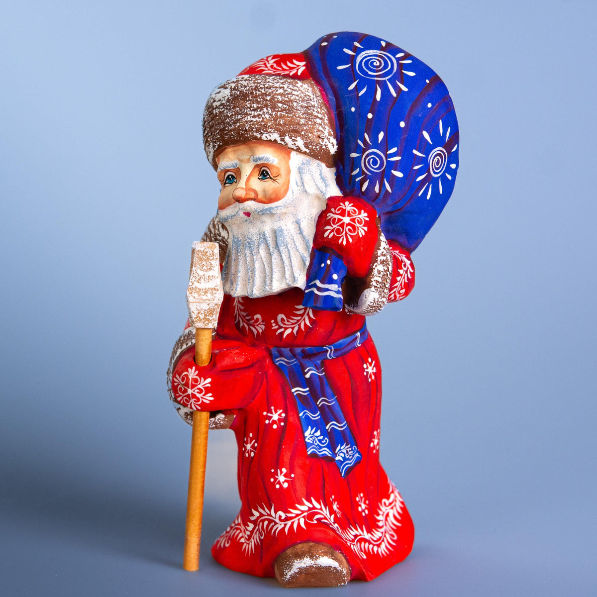 Wooden hand carved Santa Claus figurine 8", Christmas Holiday Home Decor indoor, Hand painted Christmas gift made in Ukraine