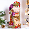 Hand carved Santa 9 inch solid wood figurine, folk art collectible