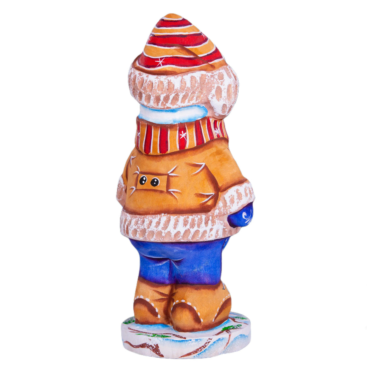 Hand-Carved Wooden Snowman Figurine: Christmas Holiday Decor (6 inch)