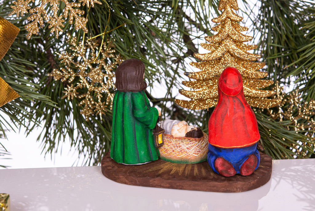 Compact Wooden Nativity Set 4", Christian Christmas Mantel Decor