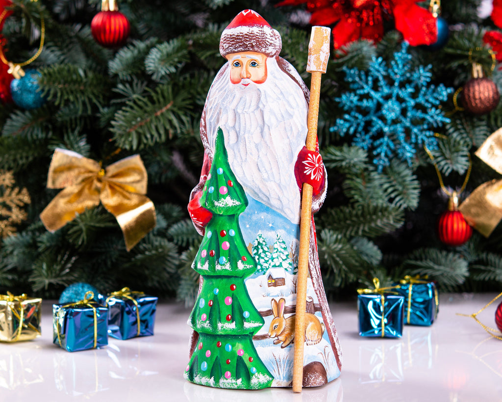 Hand-Carved Wooden Santa Claus Figurine: Retro Christmas Decor (9 inch)