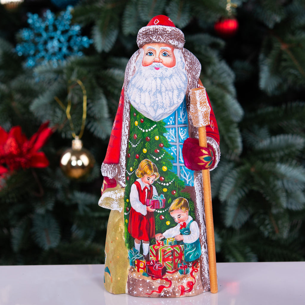 Hand Carved Wooden Santa Claus Figurine: Signed Folk Art Christmas Decor