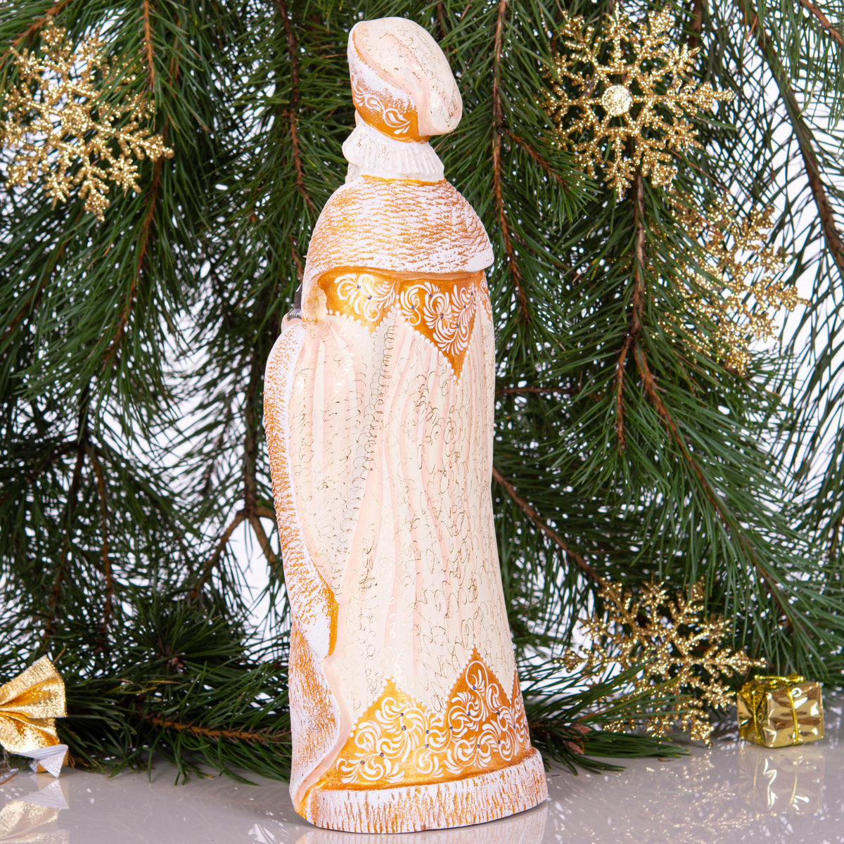 Holy Family Christmas decor 12.7 inch, hand carved Santa nativity wood figurine