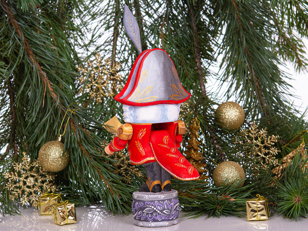 Nutcracker soldier wooden figurine 11 inch, ballet holiday shelf decor