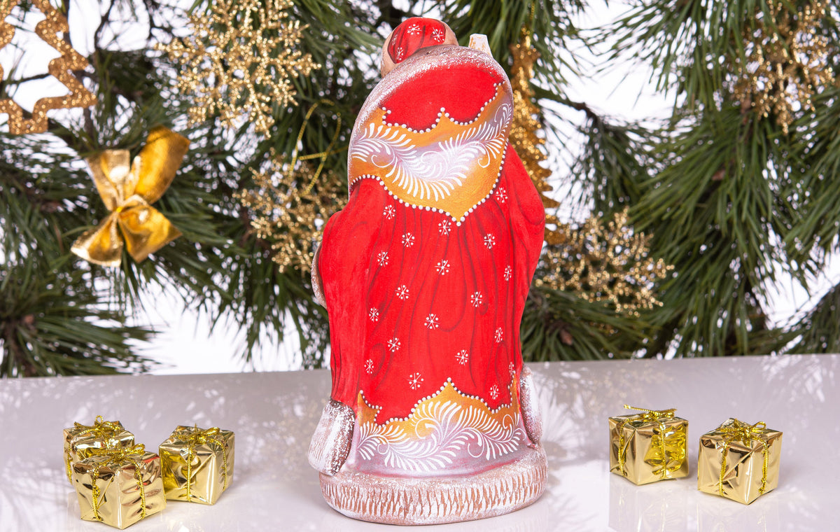 Old World Santa wooden figurine 9.4 inch, hand painted collectible