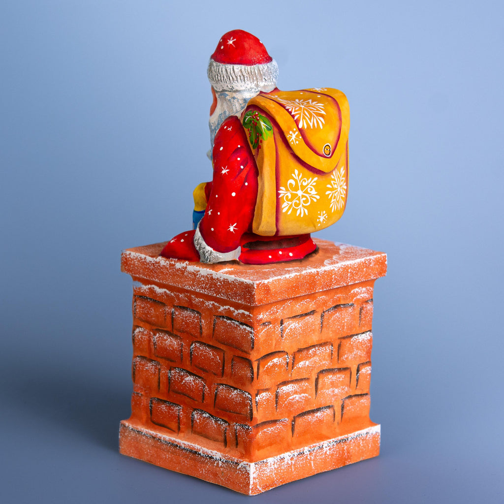 Hand Carved Wooden Santa Claus Figurine - Handmade Christmas Decor