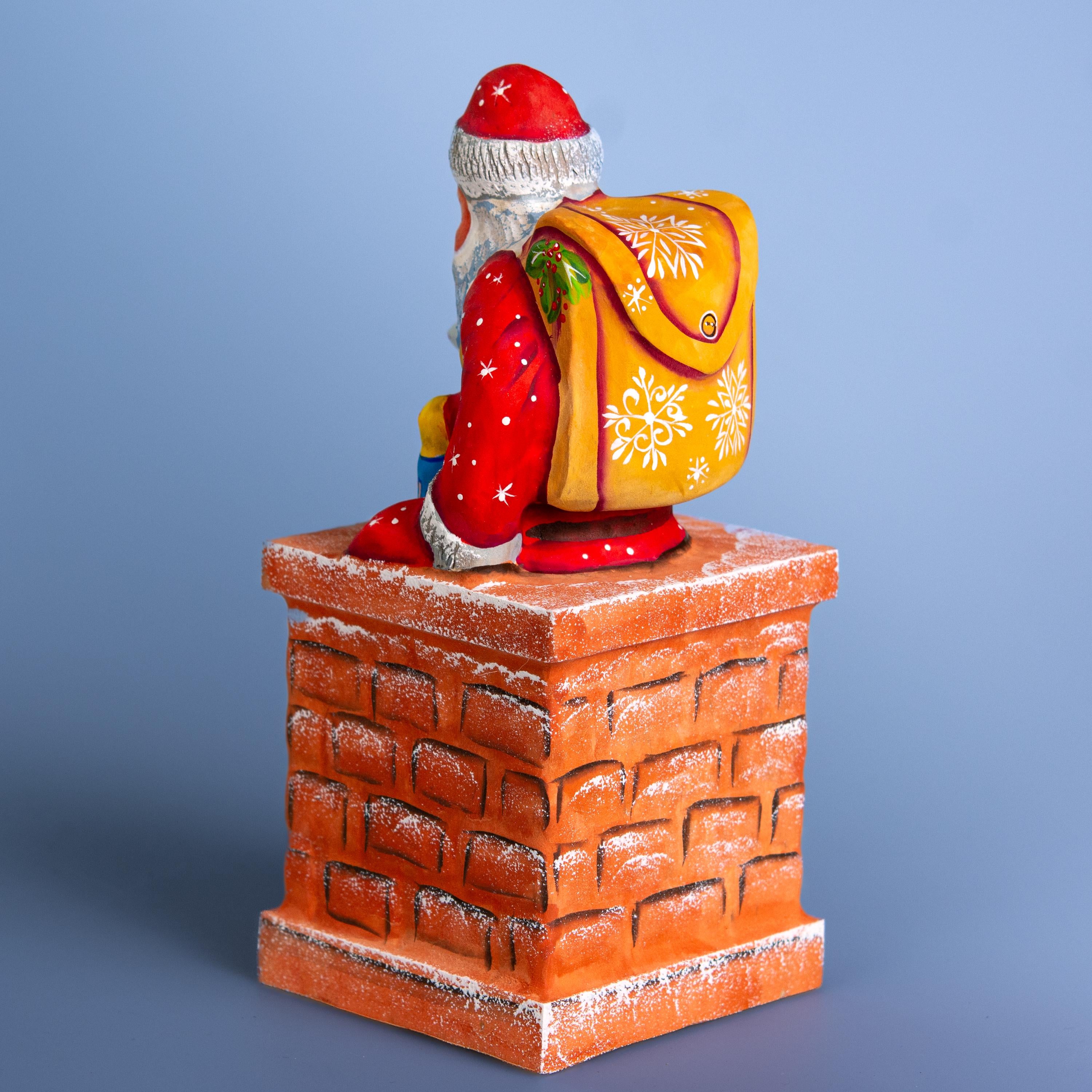 Hand Carved Wooden Santa Claus Figurine - Handmade Christmas Decor