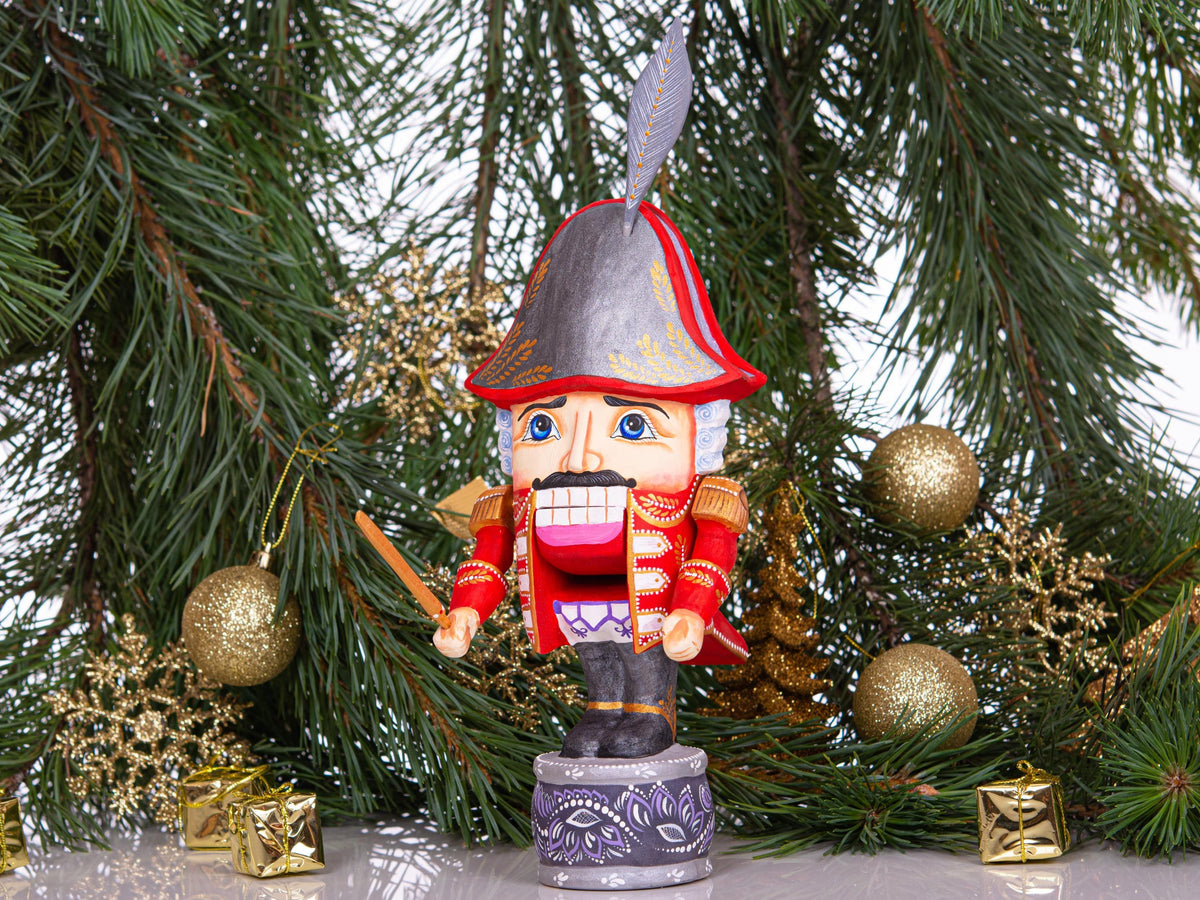 Nutcracker soldier wooden figurine 11 inch, ballet holiday shelf decor