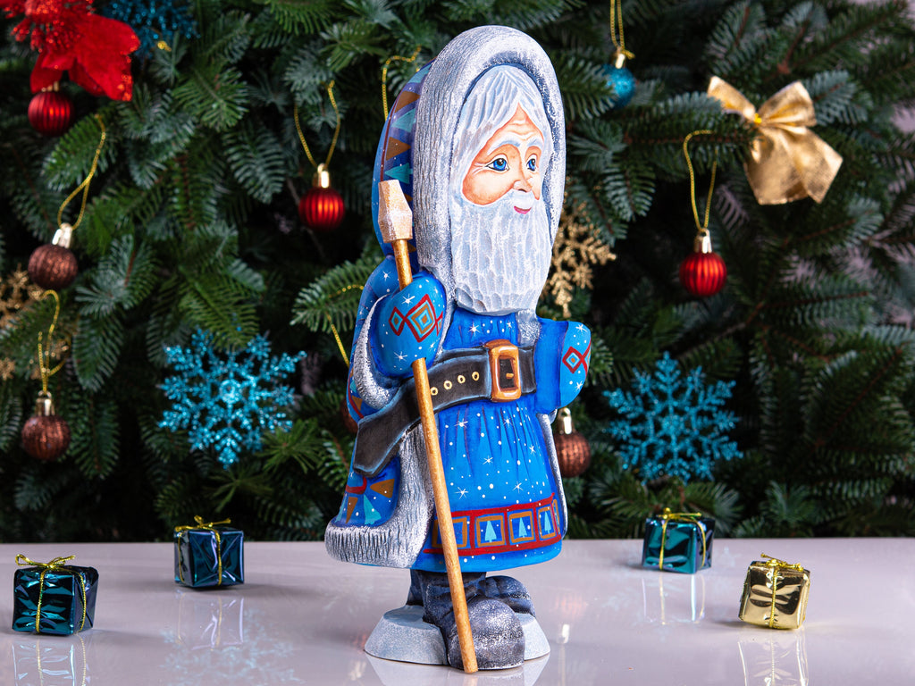 Hand Carved Wooden Santa Figurine: Painted Christmas Decoration, Signed
