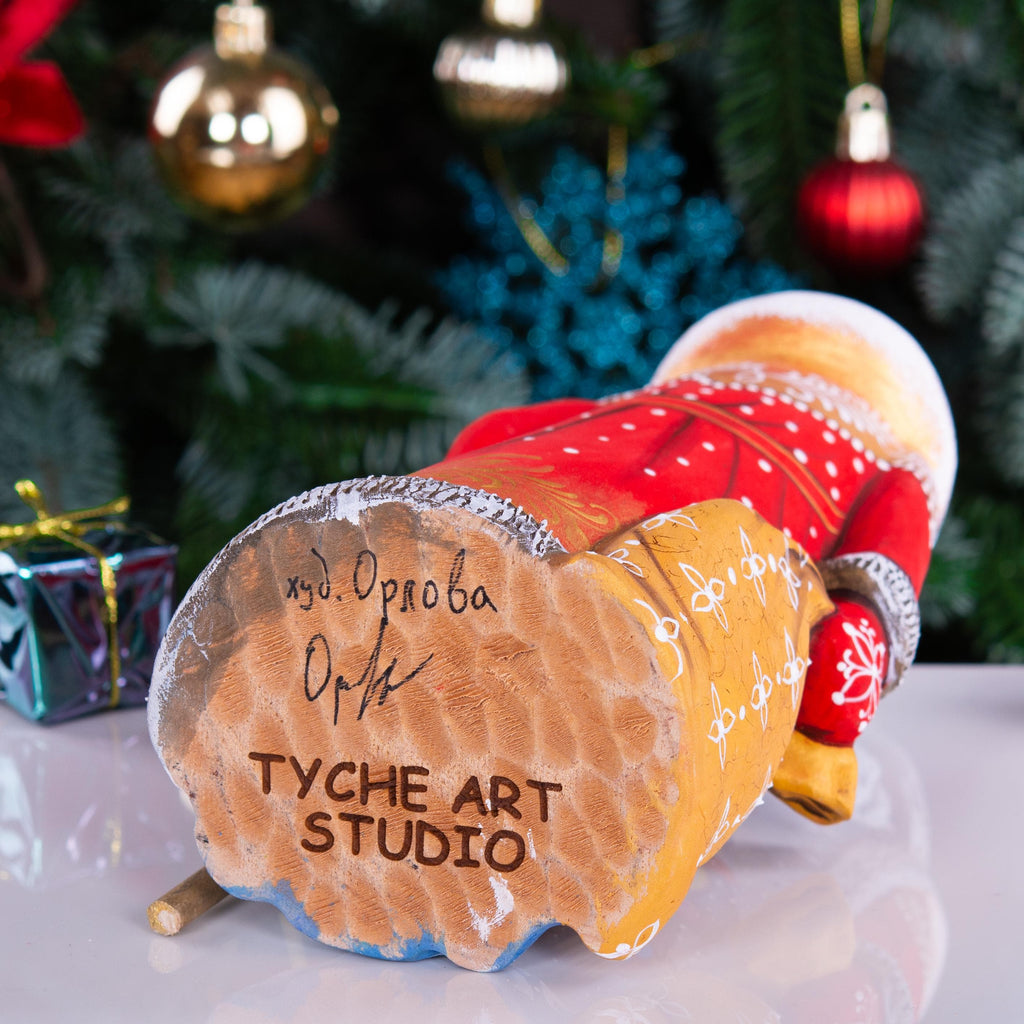 Wooden Santa Claus figurine 9", Funny Christmas Gift Idea - Christmas Holiday Home Decoration indoor made in Ukraine