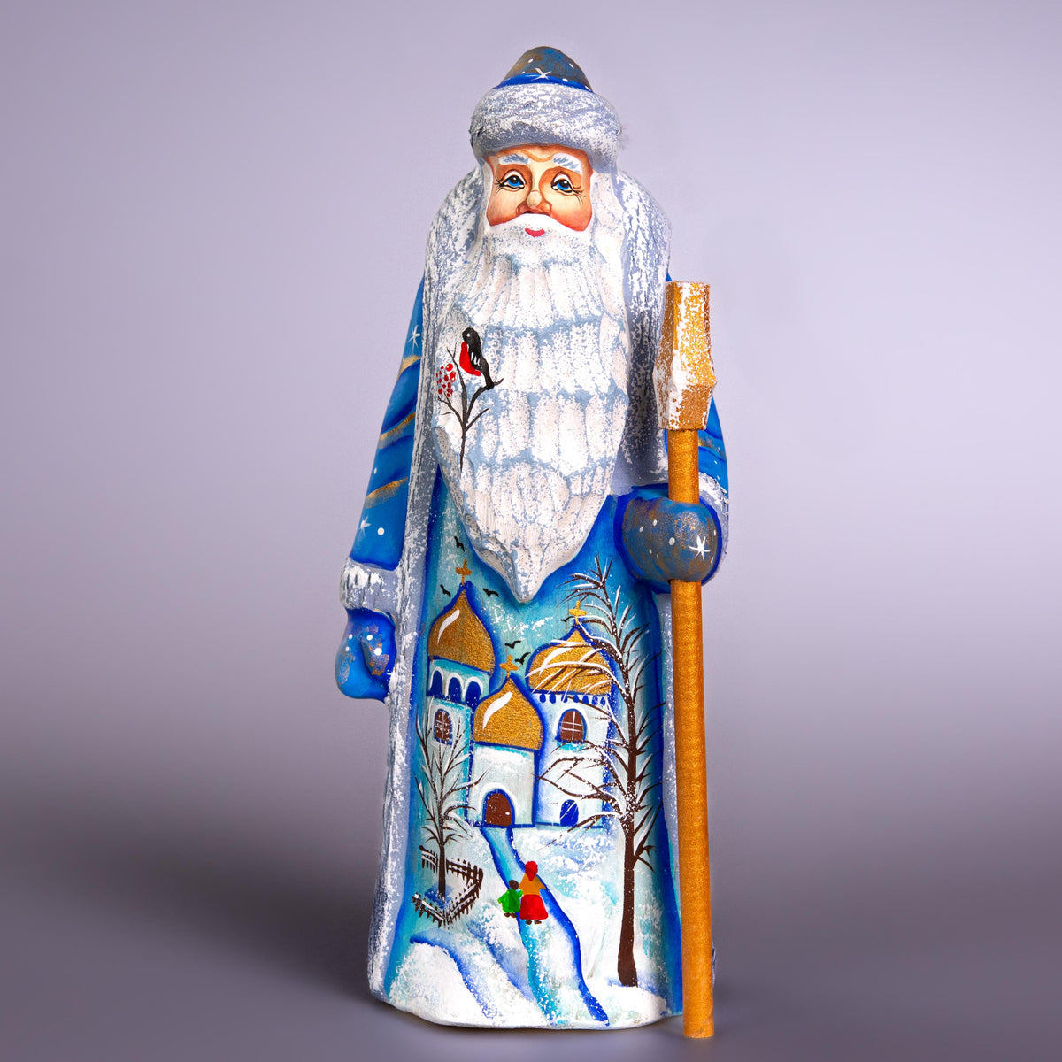 Wooden Hand Carved Santa Claus figurine 8", handmade home Christmas Holiday decor indoor, funny Christmas gift idea - made in Ukraine