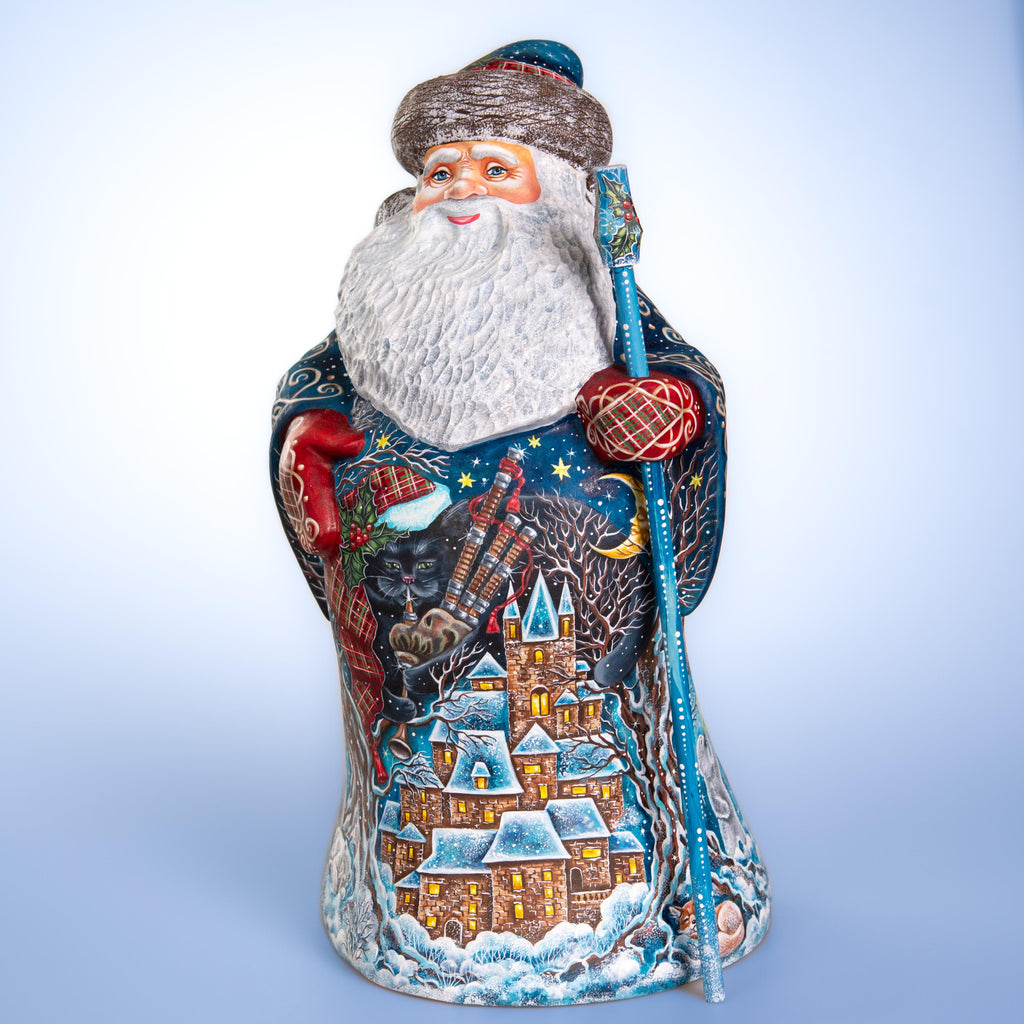 Hand carved Santa figurine 14 inch, snowmen and reindeer decor