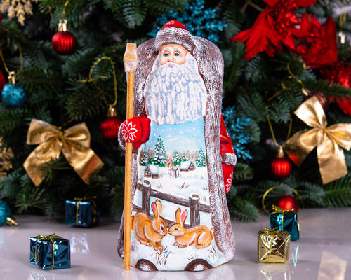 Christmas Holiday Home Decor indoor Wooden Santa Claus figurine 9", Funny Christmas gift ideas made in Ukraine