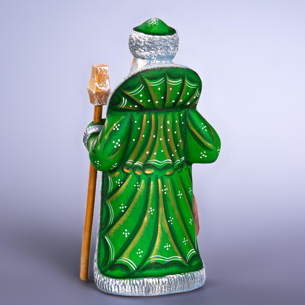 Hand Carved Wooden Santa and Bear Figurine: Rustic Christmas Decor