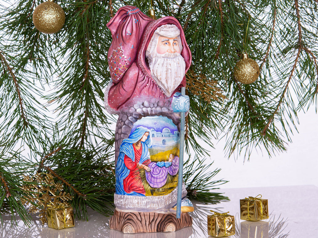 Old World Santa Figurine 12", Holy Family Nativity, Hand Painted
