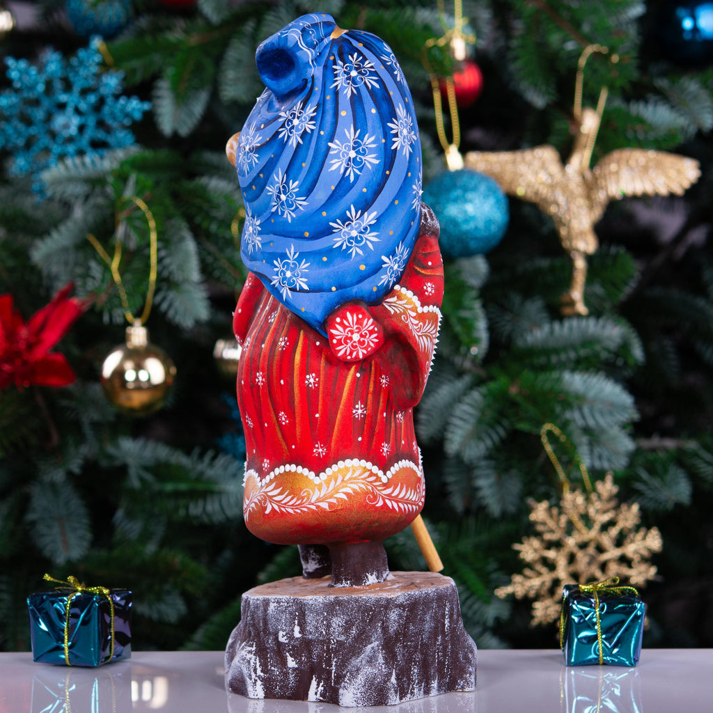 Hand Painted Wooden Santa Claus Statue: Old World Christmas Decor