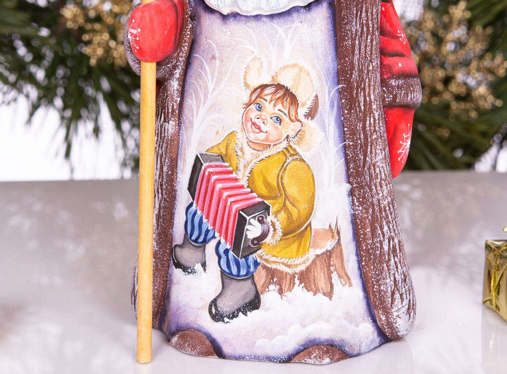 Hand-Carved Wooden Santa Claus Figurine: 9" Christmas Home Decor