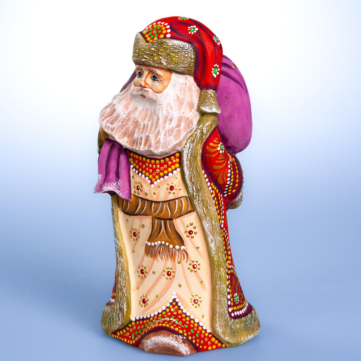Hand carved Santa 9 inch solid wood figurine, folk art collectible