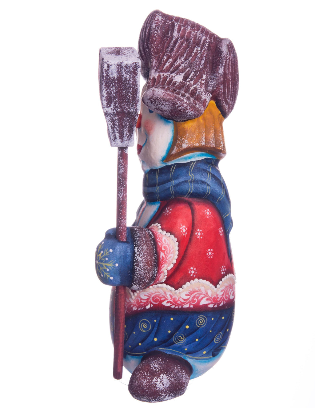 Hand painted snowman wooden figurine 8.3 inch, holiday mantel display