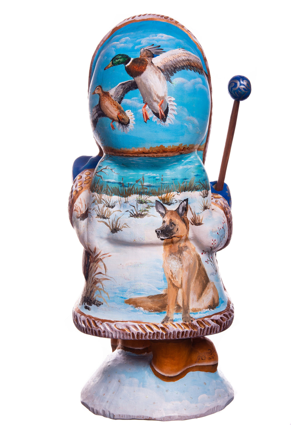 Hand-Carved Wooden Santa Claus Figurine: 12" Holiday Decor