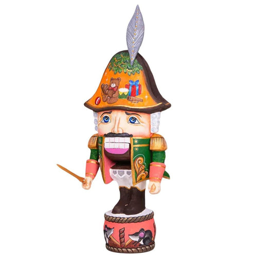 Collectible Nutcracker Figurine 10.6", Hand Painted Wood, Christmas Shelf Decor