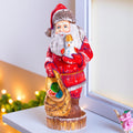 Old World Santa figurine 9.5 inch, carved wood, snowman figure, tabletop centerpiece decor