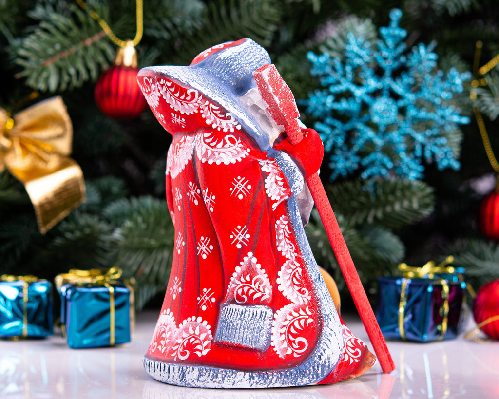 Hand carved Santa wood figurine 5.5 inch, stocking stuffer size, Christmas home decor