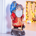 Hand Painted Wooden Santa Claus Statue: Old World Christmas Decor