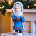 Hand Carved Wooden Santa Figurine: Painted Christmas Decoration, Signed