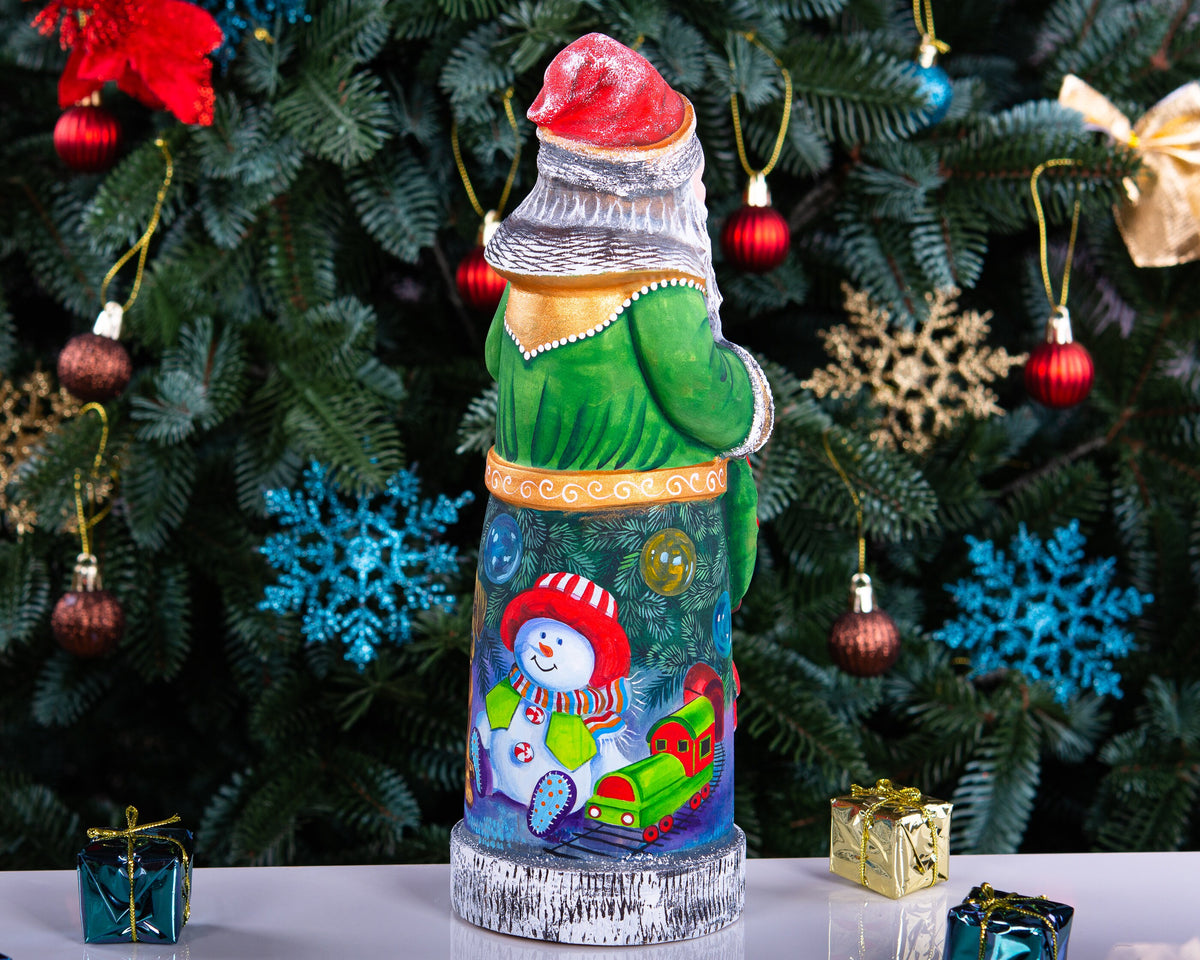 Collectible Santa figurine 11 inch with puppy and ornaments back painting