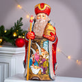 Hand carved Santa figurine 12 inch, Holy Family Nativity display