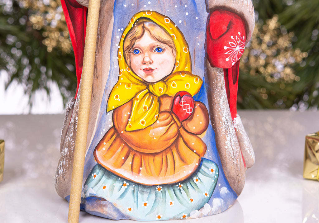 Hand carved Santa 9.1 inch solid wood figurine, folk art collectible