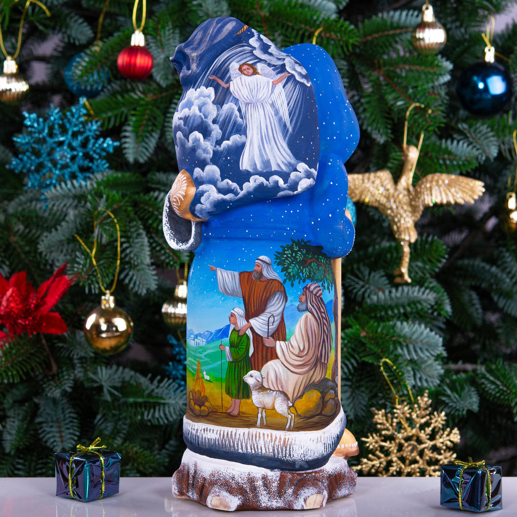Santa Figurine 12", Holy Night Nativity, Hand Carved Wood