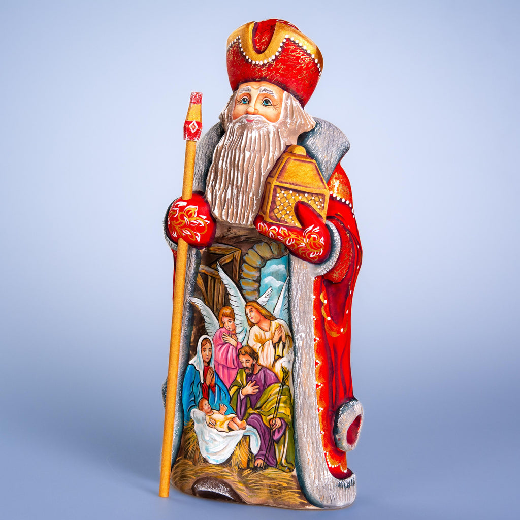 Hand carved Santa figurine 12 inch, Holy Family Nativity display
