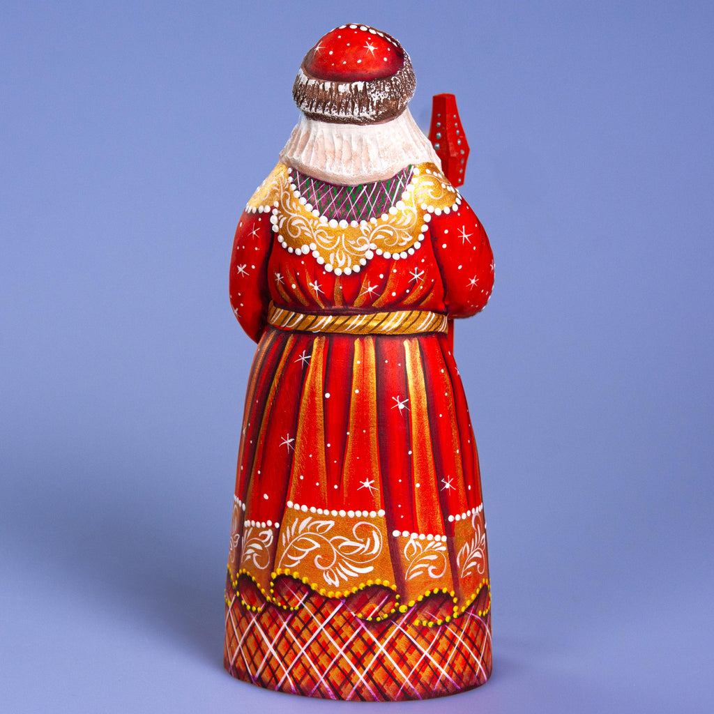 Hand Carved Wooden Santa Claus Figurine with Dog: Hand-Painted Christmas Decor