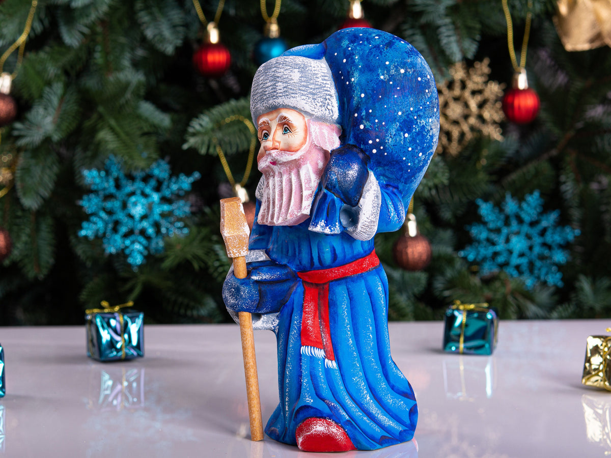Kris Kringle nativity Santa 8 inch wooden figurine, religious Christmas shelf decor
