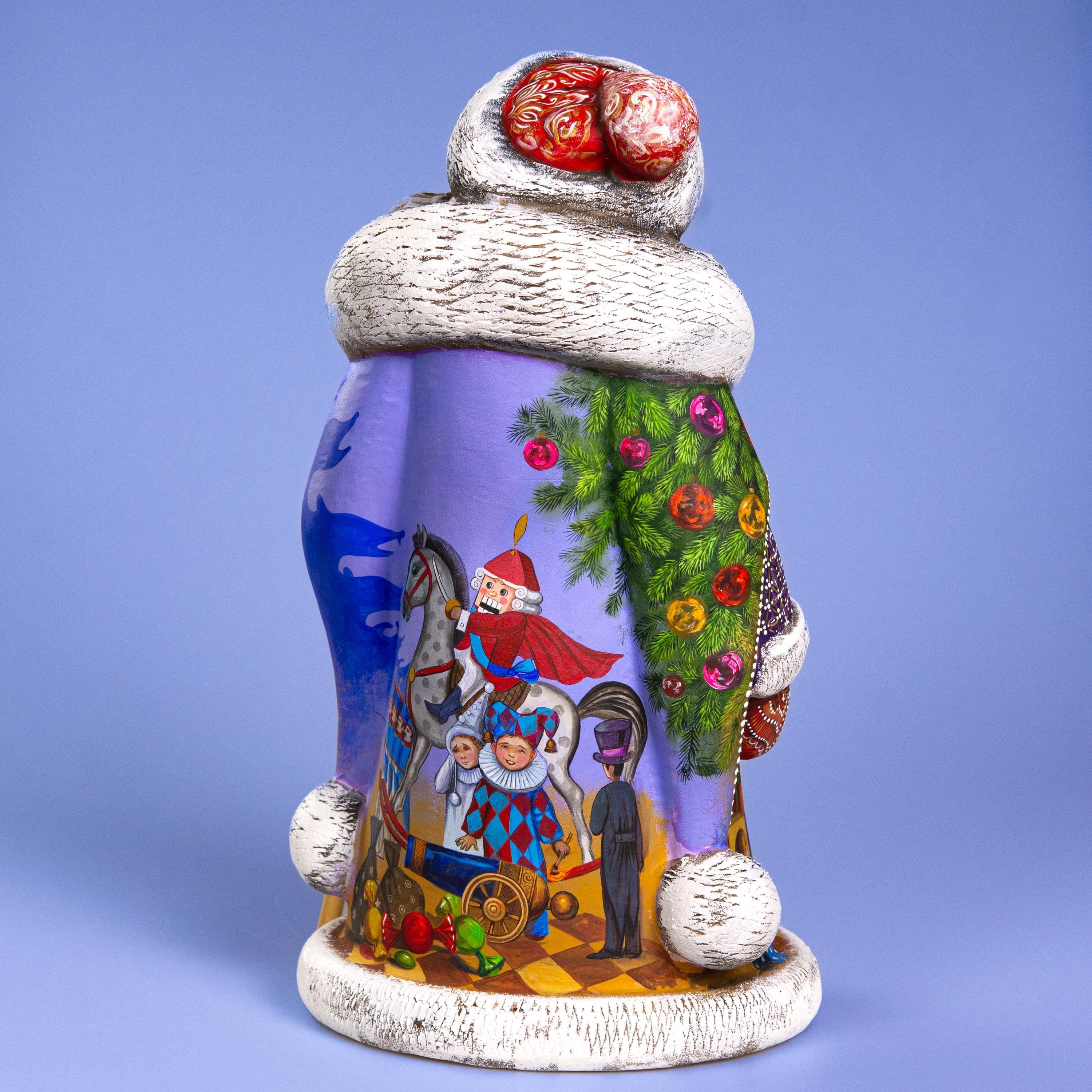 Hand Carved Santa Figurine: Nutcracker Ballet Scene, Painted Wood