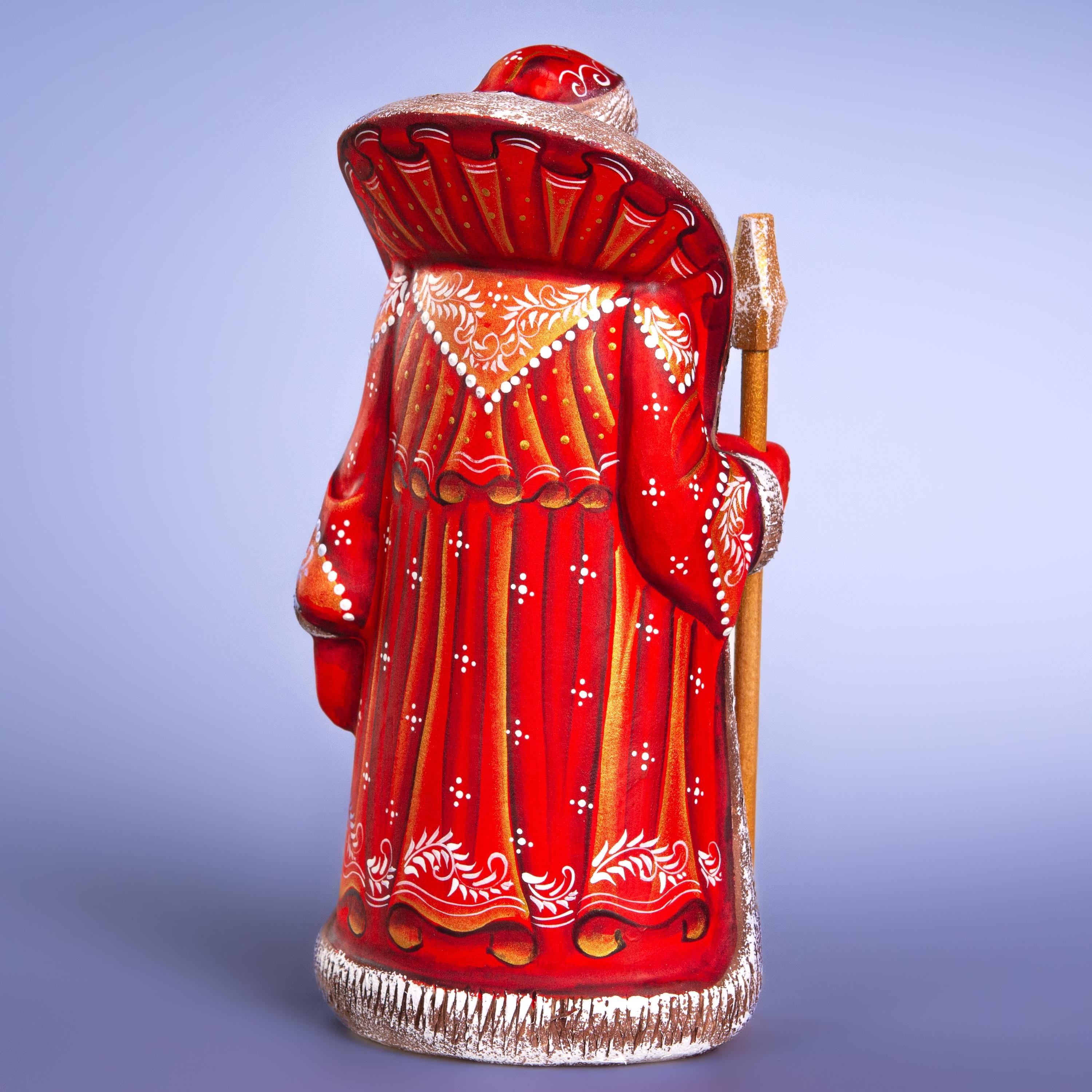Hand Carved Wooden Santa Claus Figurine: Handmade Christmas Decor, 9"