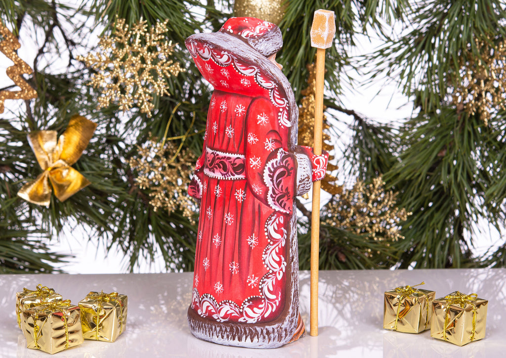 Hand carved Santa 9.5 inch solid wood figurine, children portrait