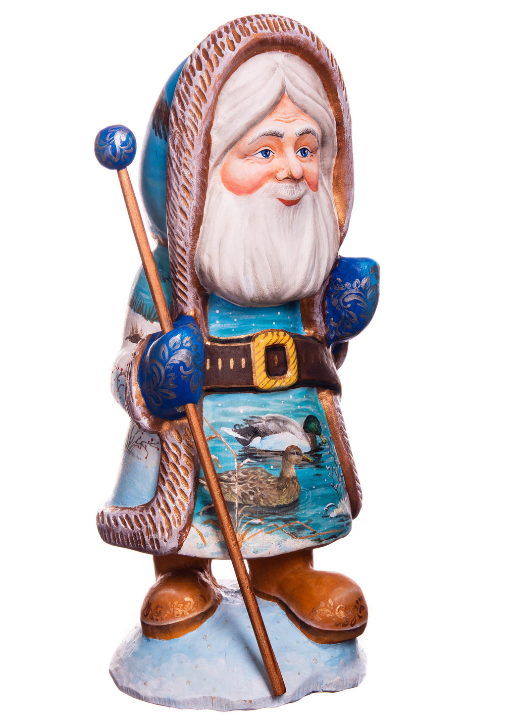 Hand-Carved Wooden Santa Claus Figurine: 12" Holiday Decor