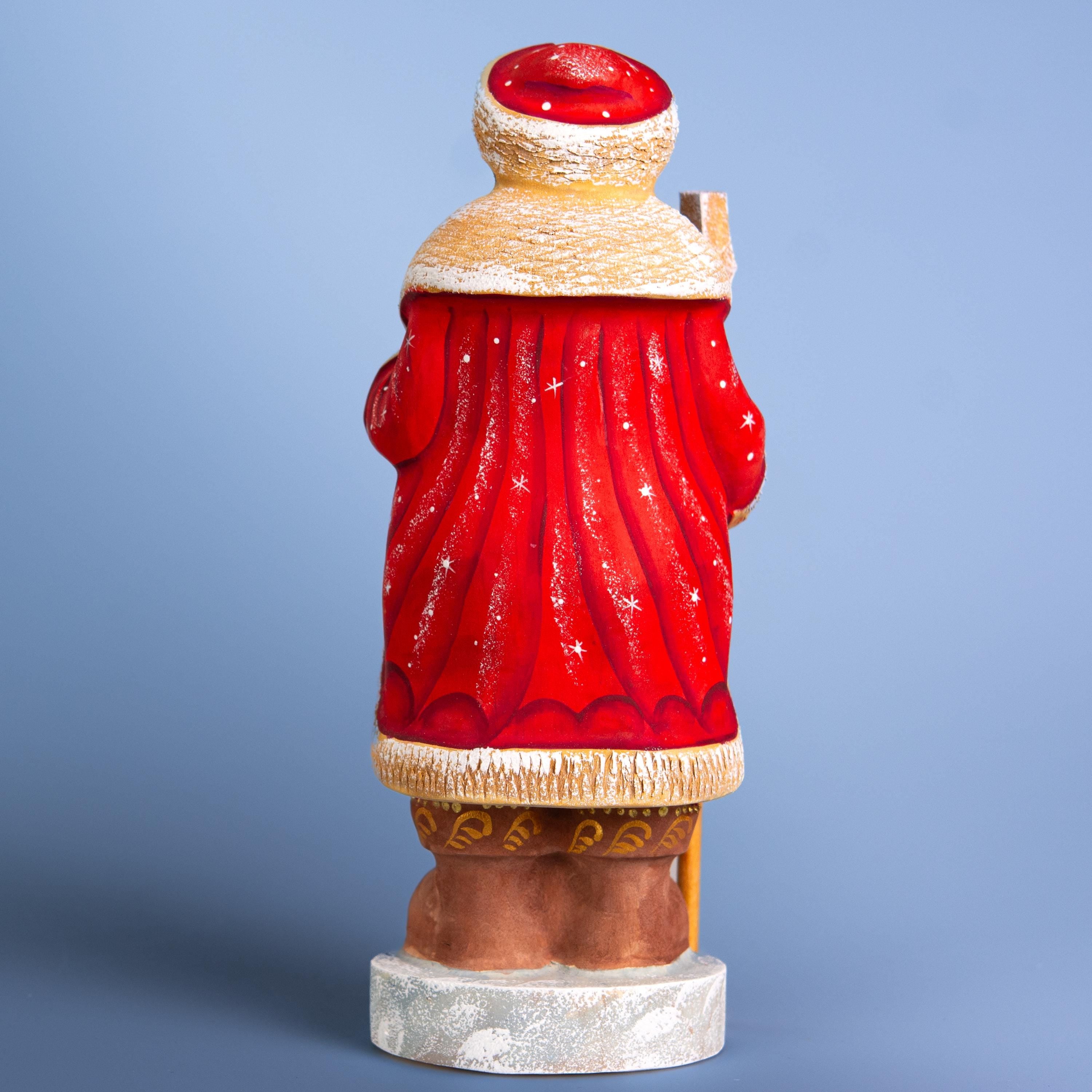 Wooden Hand Carved Santa Claus figurine 10", handmade Christmas home decor, Hand Painted Funny Christmas gift idea made in Ukraine