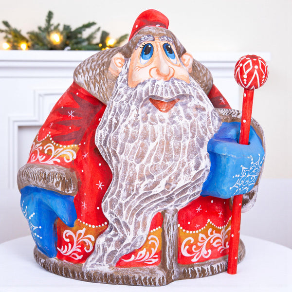 Old World Santa solid wood figurine 6 inch, animal friends scene
