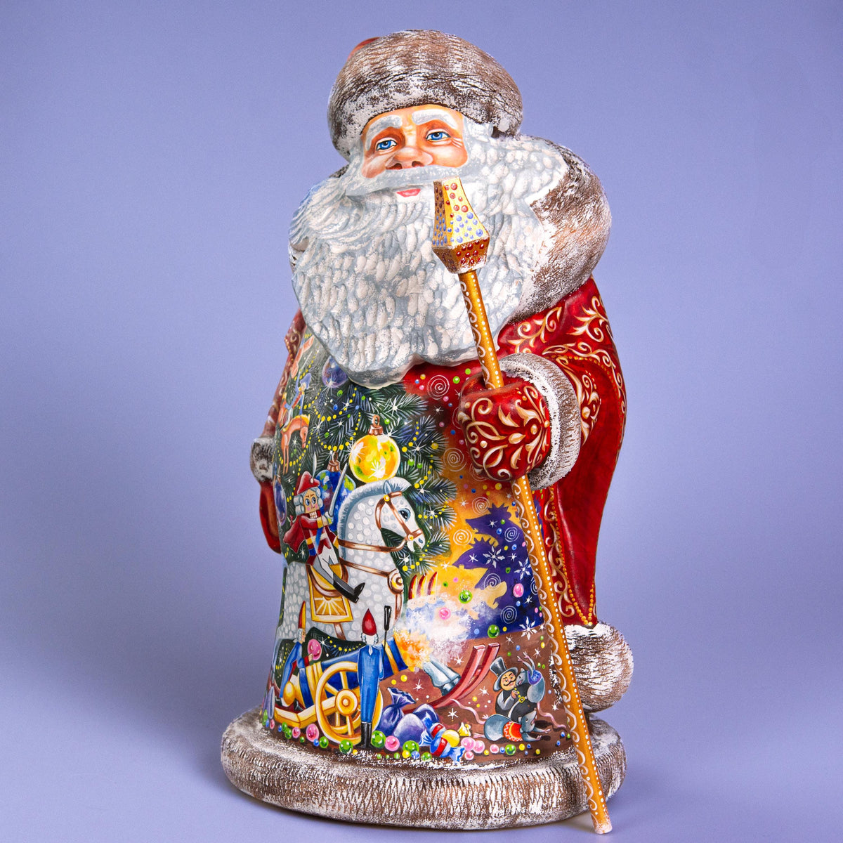 Hand Carved Wooden Santa Statue 14", Nutcracker Scene, Old World