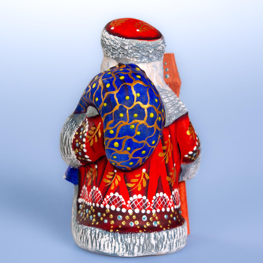 Hand painted Santa wooden figurine 5.1 inch, holiday shelf accent