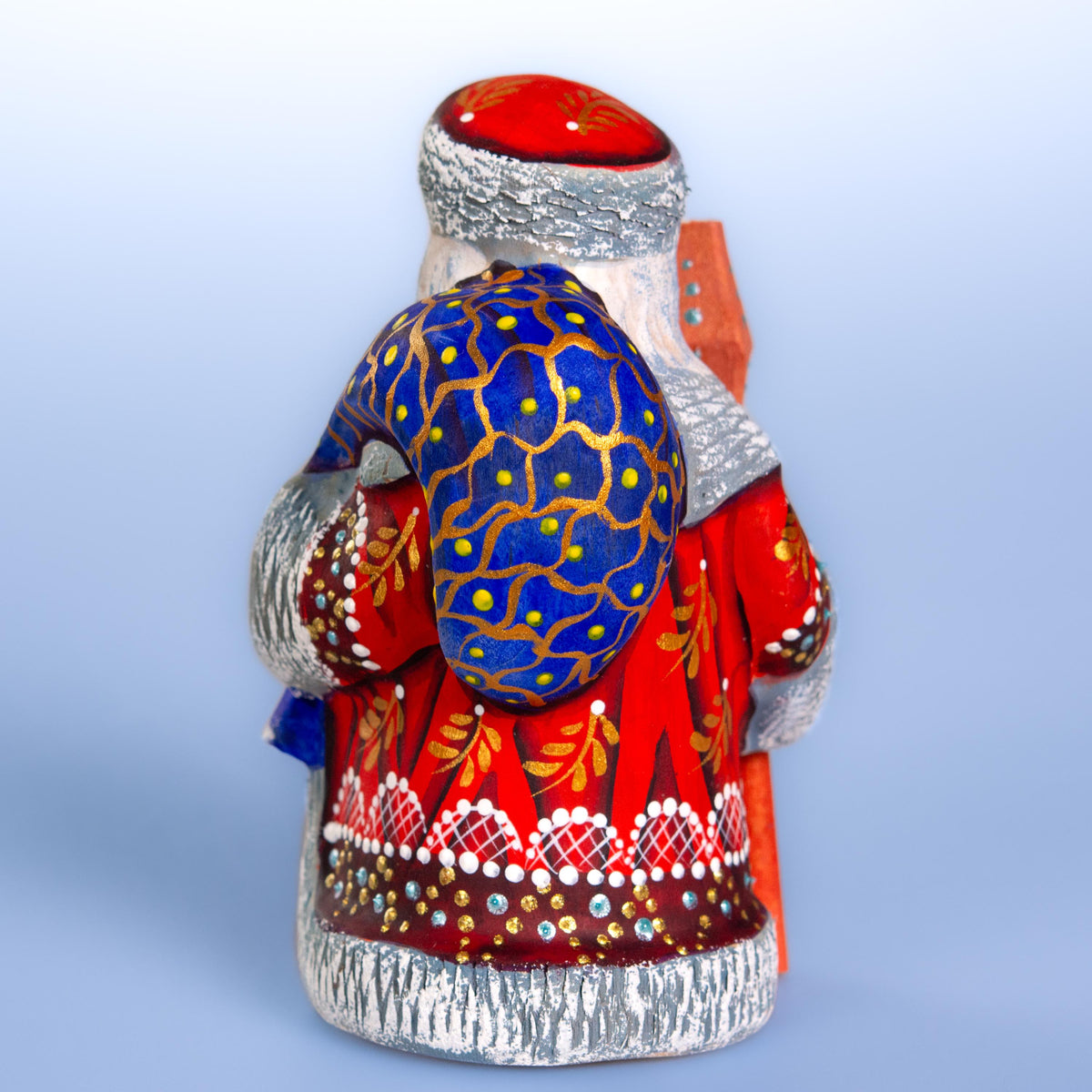 Hand painted Santa wooden figurine 5.1 inch, holiday shelf accent