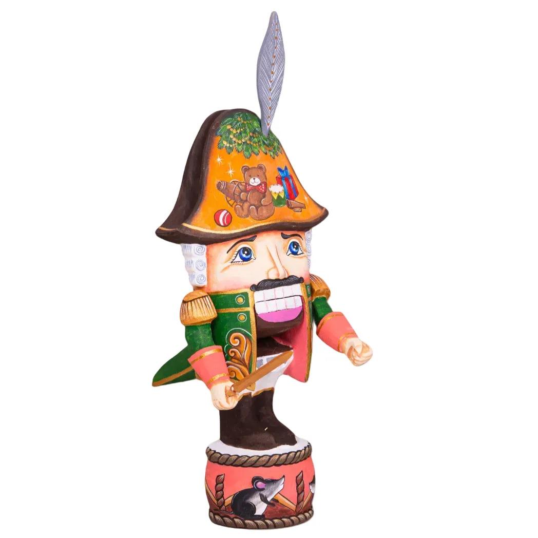 Collectible Nutcracker Figurine 10.6", Hand Painted Wood, Christmas Shelf Decor