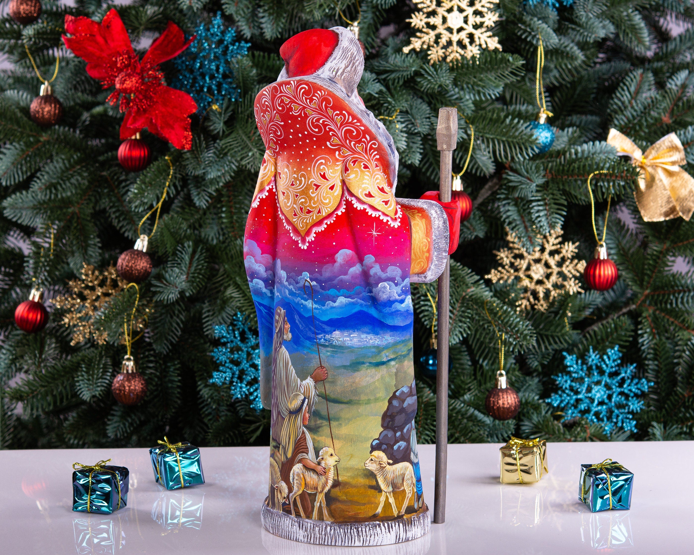 Old World Santa Figurine 12.9", Holy Family Nativity, Hand Painted